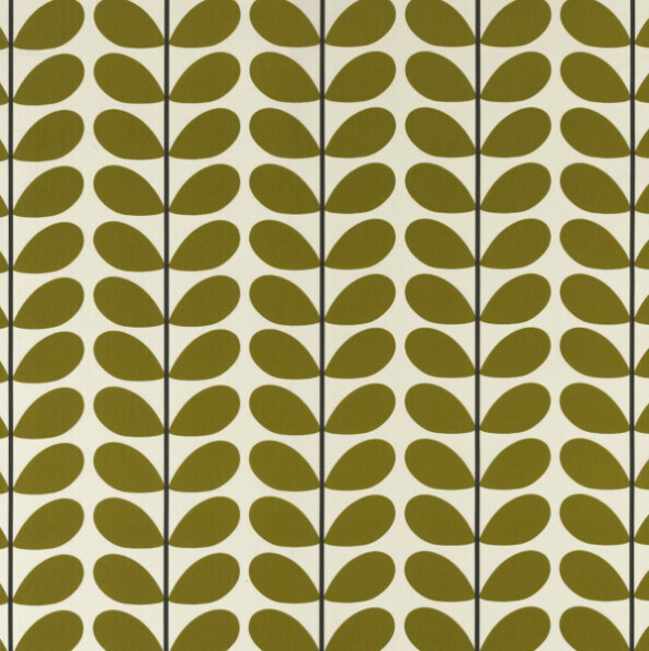 Orla Kiely Two Colour Stem Olive Curtain Fabric