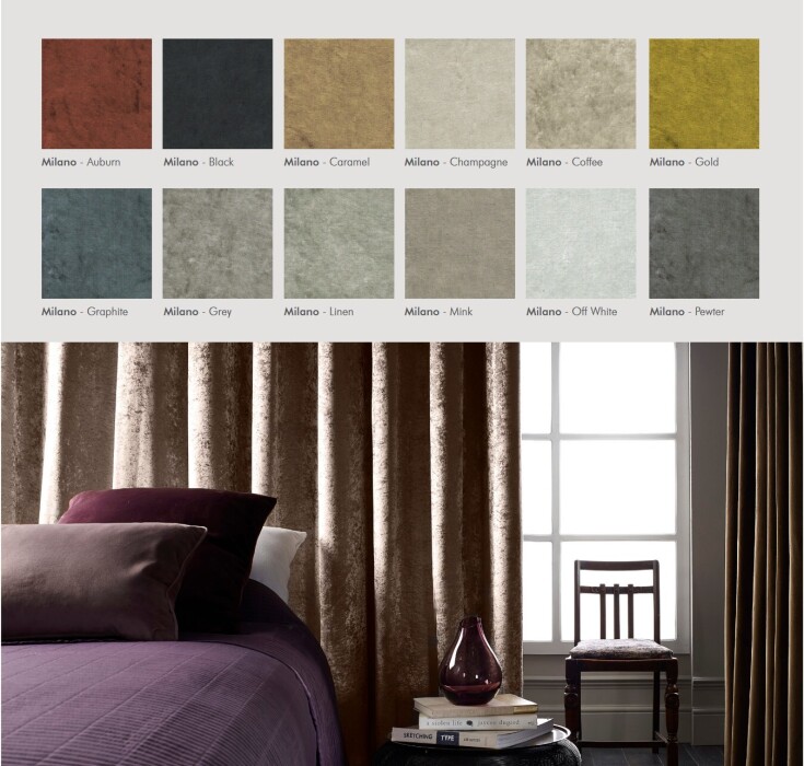 Milano Velvet Blackout Fire Retardant Curtains Colour Selector