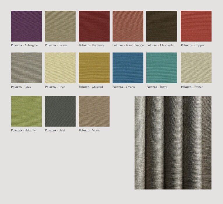 Palazzo Blackout Fire Retardant Curtains Colour Selector