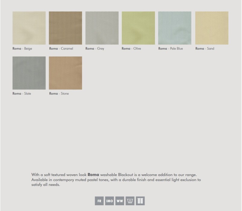 Roma Blackout Fire Retardant Curtains Colour Selector