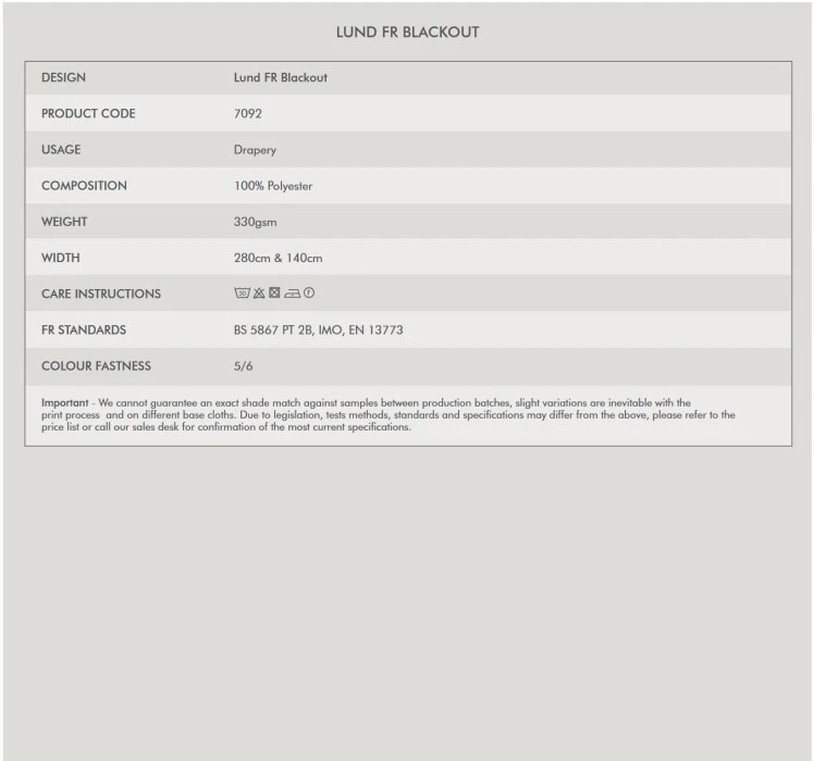 Lund Contract Fabric Information