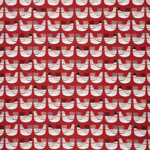 Cluck Cluck Scarlet Curtain Fabric