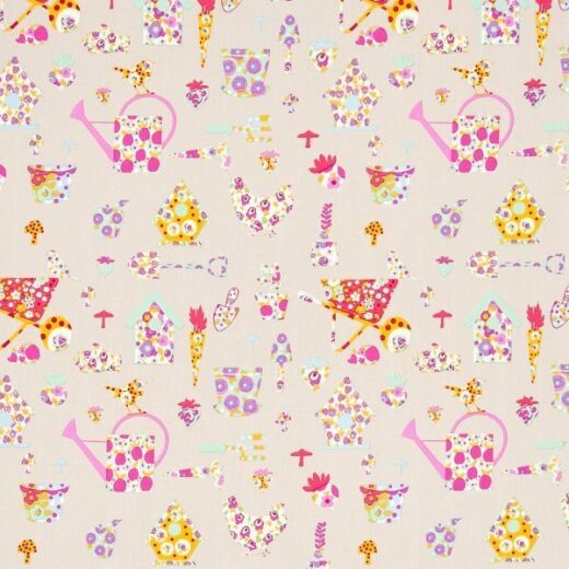 Studio G Allotment Pink Curtain Fabric F0777/02