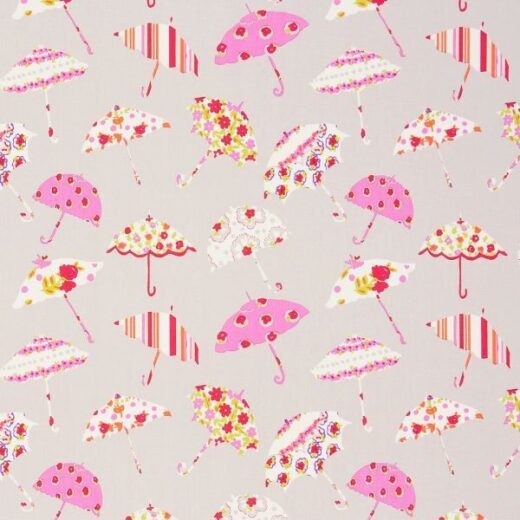 Studio G Brollies Pink Curtain Fabric F0779 02