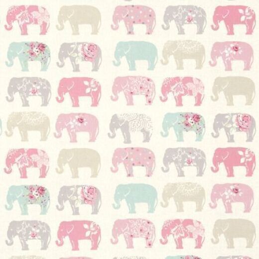Studio G Elephants Pastel Curtain Fabric ZF0722 01
