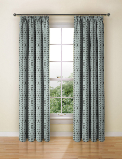Velvet Sixties Stem Mid Powder Blue Made To Measure Curtains
