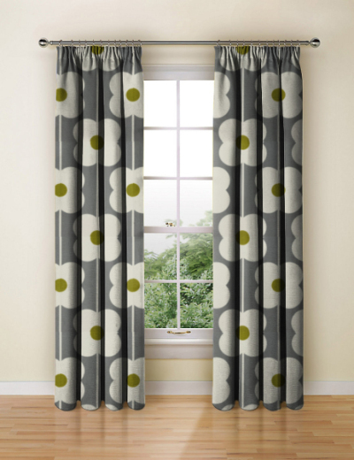 Abacus Flower Olive Made To Measure Curtains