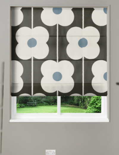 Abacus Flower Powder Blue Made To Measure Roman Blind