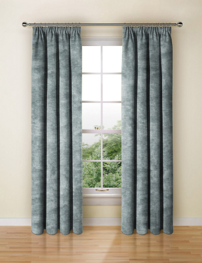 Chenille Silver Blue Made To Measure Curtains