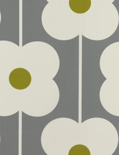 Orla Kiely Abacus Flower Olive Curtain Fabric
