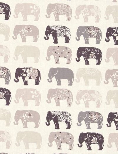 Studio G Elephants Natural Curtain Fabric F0794 01